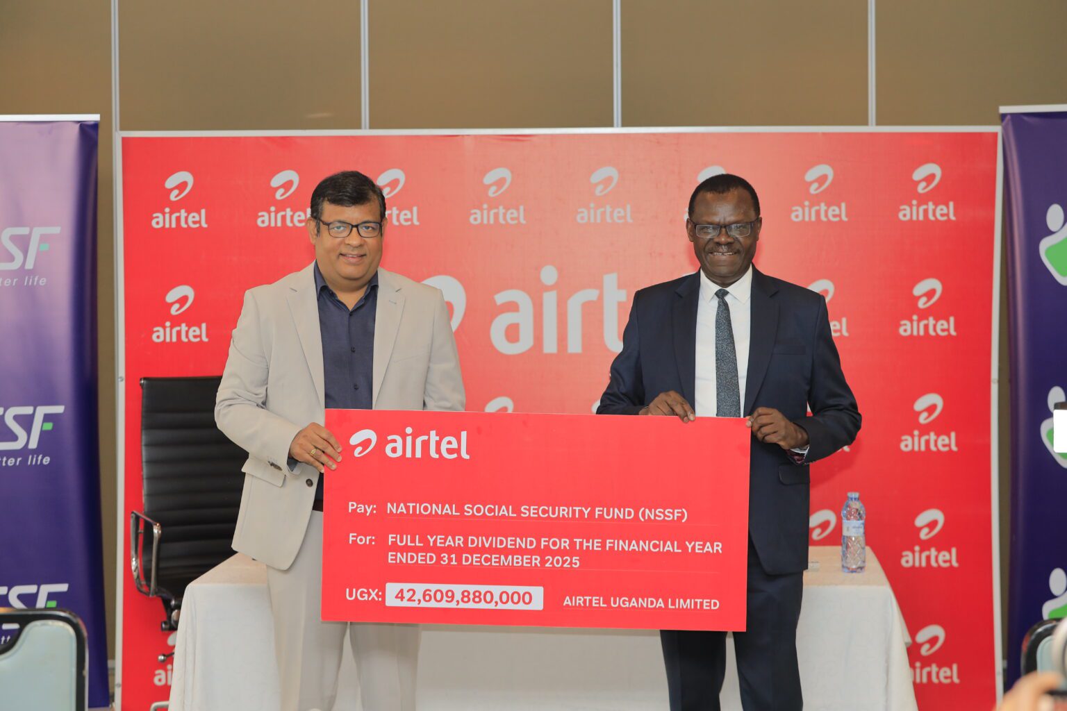 AIRTEL UGANDA PAYS OUT UGX 42.6 BILLION DIVIDEND TO NSSF, BOOSTING LOCAL SAVINGS